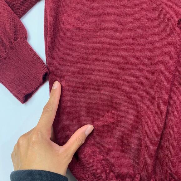 Neiman Marcus Sweater Mens 52 Burgundy Wool Collar Elastic Bottom Pullover *READ - Picture 3 of 11